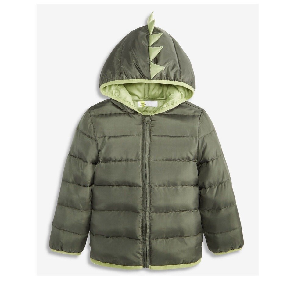Epic Threads Boys' Toddler 4T Dino Puffer Hooded Jacket, Midweight